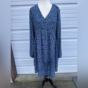 DAVI & DANI Long Sleeve Dress in Blue and Black